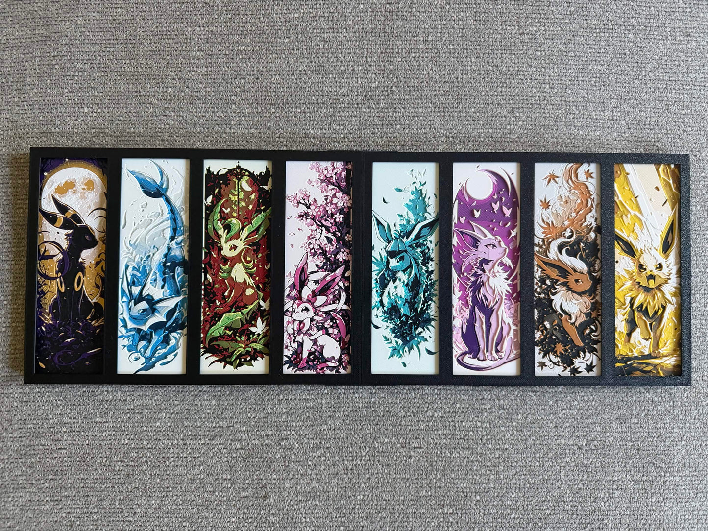 3D Printed HueForge Eeveelution Wall Art