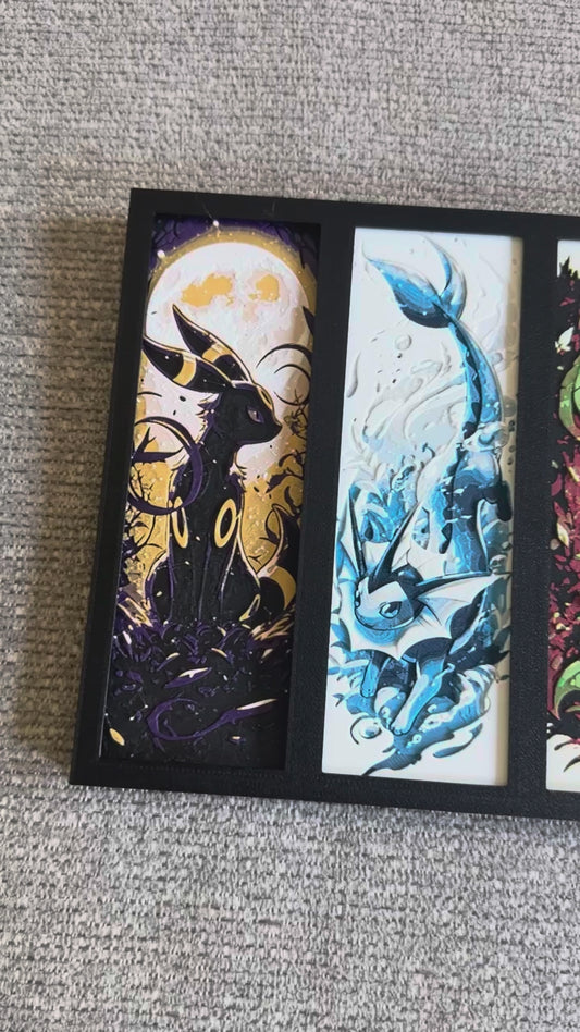 3D Printed HueForge Eeveelution Wall Art